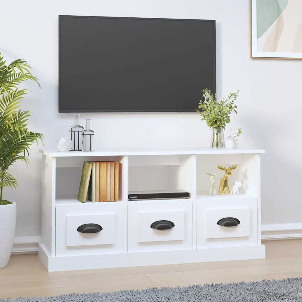 Fehér szerelt fa TV-szekrény 100x35x50 cm Fehér szerelt fa TV-szekrény 100x35x50 cm