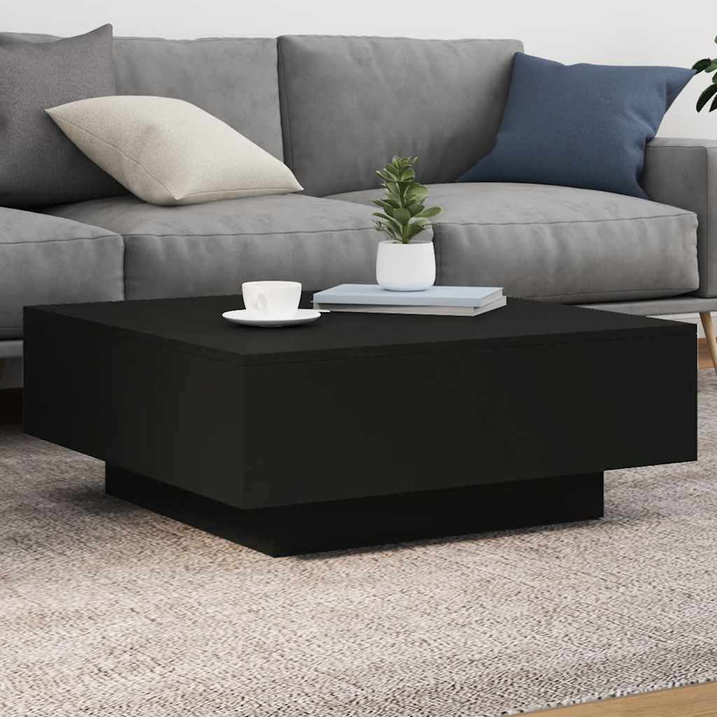 Fekete szerelt fa dohányzóasztal 80 x 80 x 31 cm