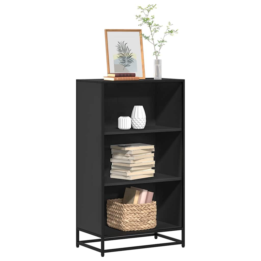 Fekete forgácslap könyvszekrény 60x35x107,5 cm