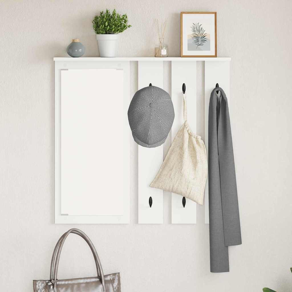 Fali Kabáthorog polcokkal Fehér 84 x 10 x 80 cm Faanyag